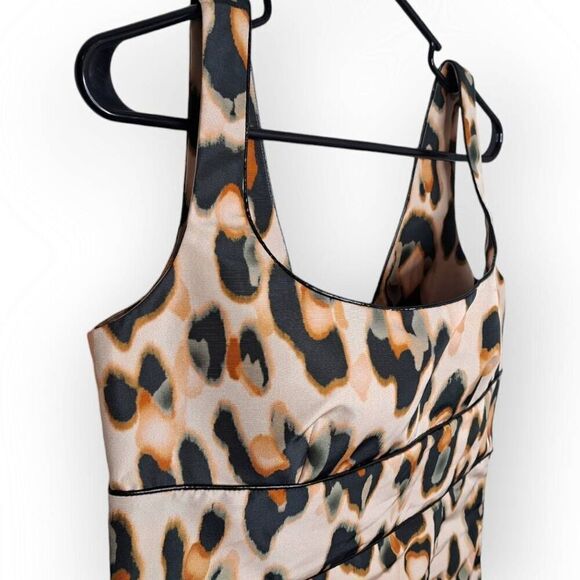 Valentino RED Women's Designer Leopard Print Taffeta Square Neck Y2K Mini Dress - Picture 3 of 9